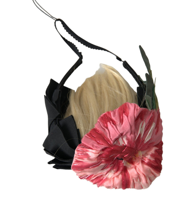 Dolce & Gabbana Black Viscose White Hair Parrucchiera Headband Diadem