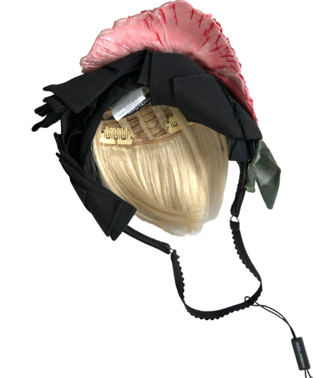 Dolce & Gabbana Black Viscose White Hair Parrucchiera Headband Diadem