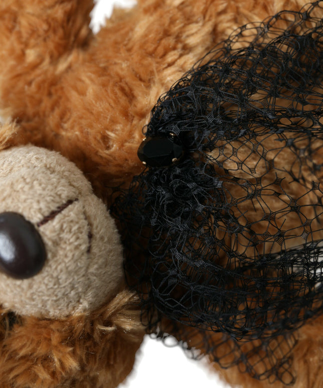 Dolce & Gabbana Brown Teddy Bear Gold Crystal Crown Hair Band Diadem