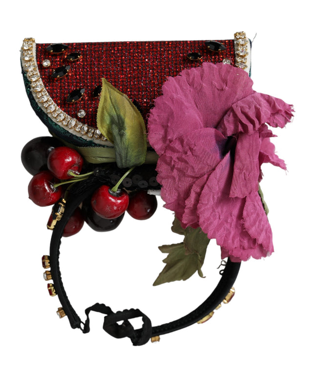 Dolce & Gabbana Red Watermelon Cherry Crystal Hairband Statement Diadem