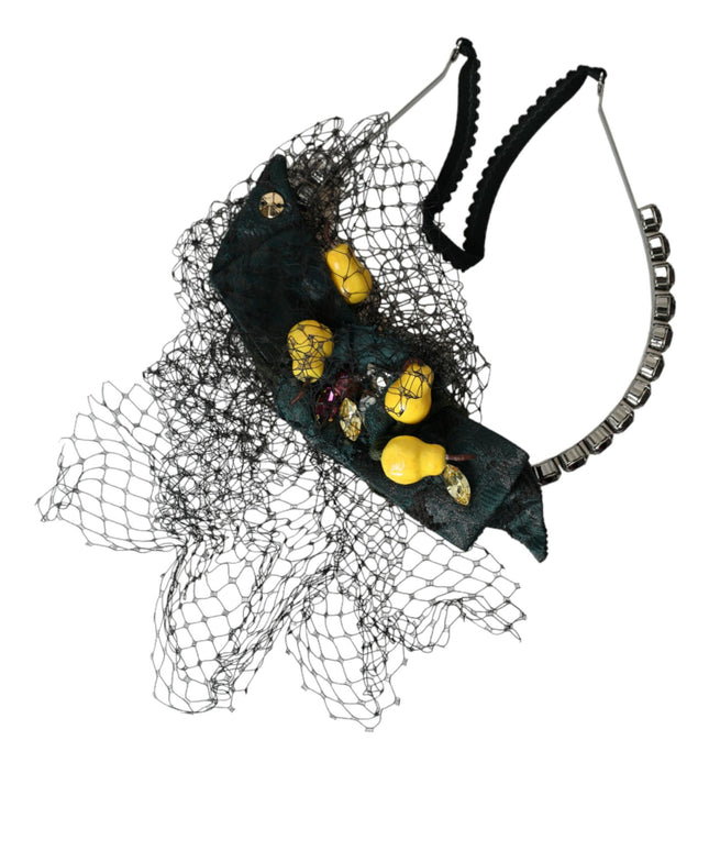 Dolce & Gabbana Black Lemons Sicily Purple Crystal Net Headband Diadem