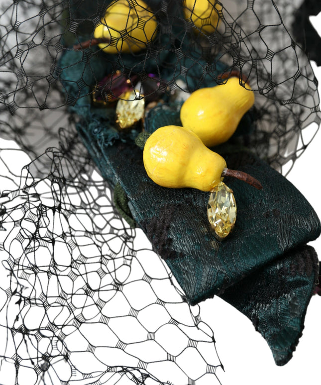 Dolce & Gabbana Black Lemons Sicily Purple Crystal Net Headband Diadem