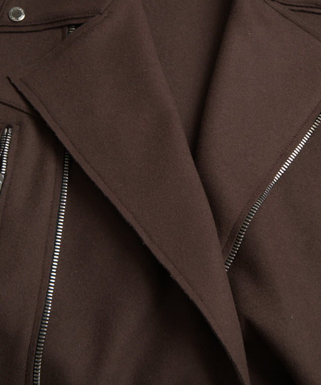 Dolce & Gabbana Brown Coat Short Biker Wool Jacket