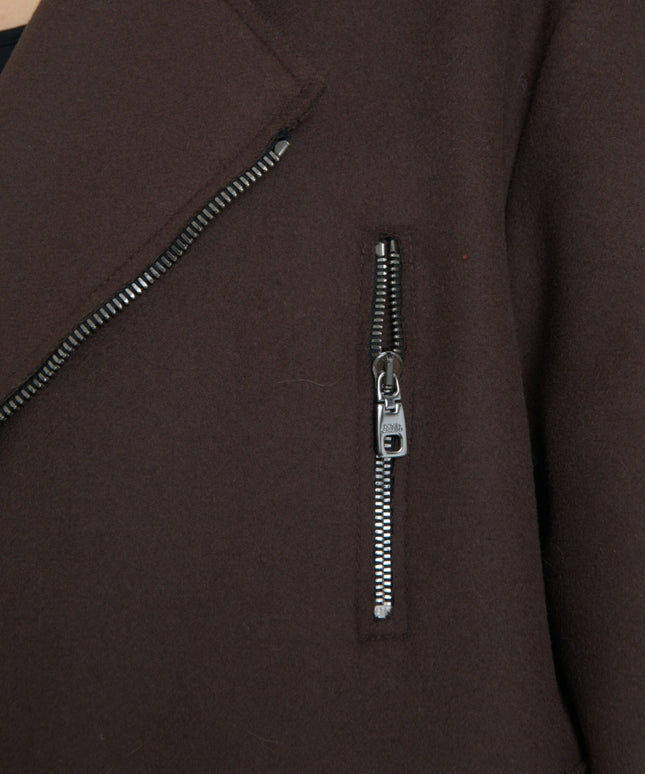 Dolce & Gabbana Brown Coat Short Biker Wool Jacket