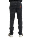 Dolce & Gabbana Gray Cotton Stretch Skinny Denim Logo Jeans