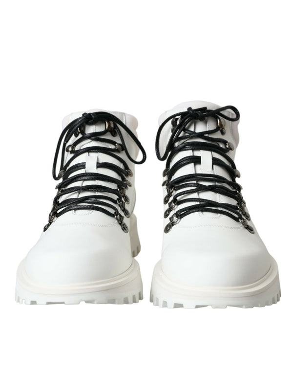 حذاء Dolce &amp; Gabbana White Vulcano Trekking للرجال ذو الكاحل