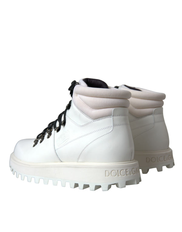 حذاء Dolce &amp; Gabbana White Vulcano Trekking للرجال ذو الكاحل