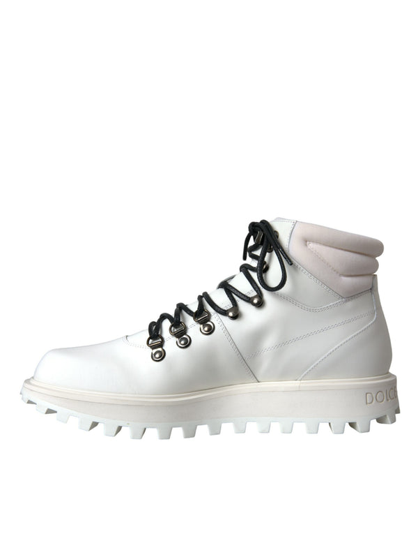 حذاء Dolce &amp; Gabbana White Vulcano Trekking للرجال ذو الكاحل