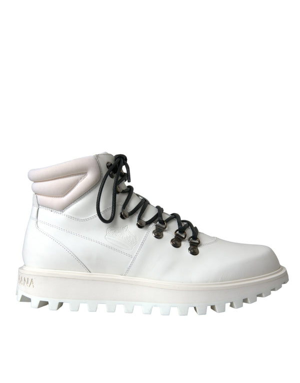 حذاء Dolce &amp; Gabbana White Vulcano Trekking للرجال ذو الكاحل