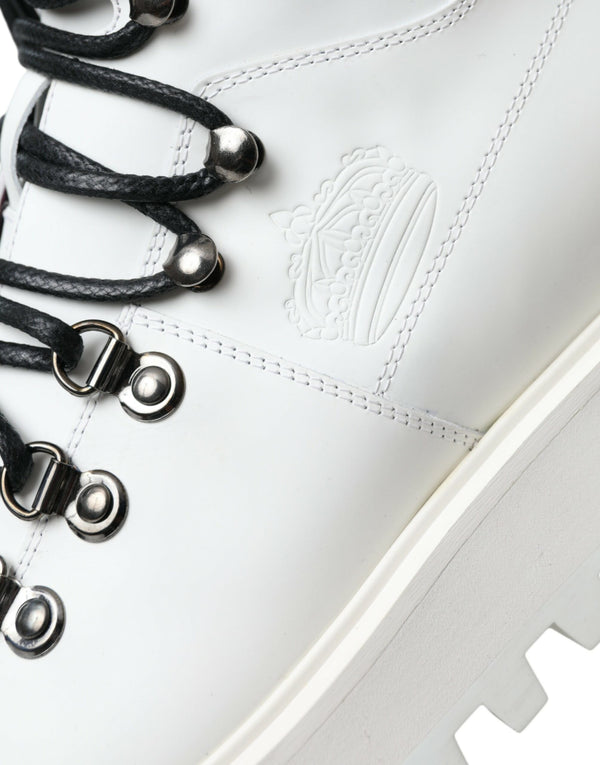 حذاء Dolce &amp; Gabbana White Vulcano Trekking للرجال ذو الكاحل