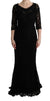 Dolce & Gabbana Black Floral Ricamo Sheath Long Dress