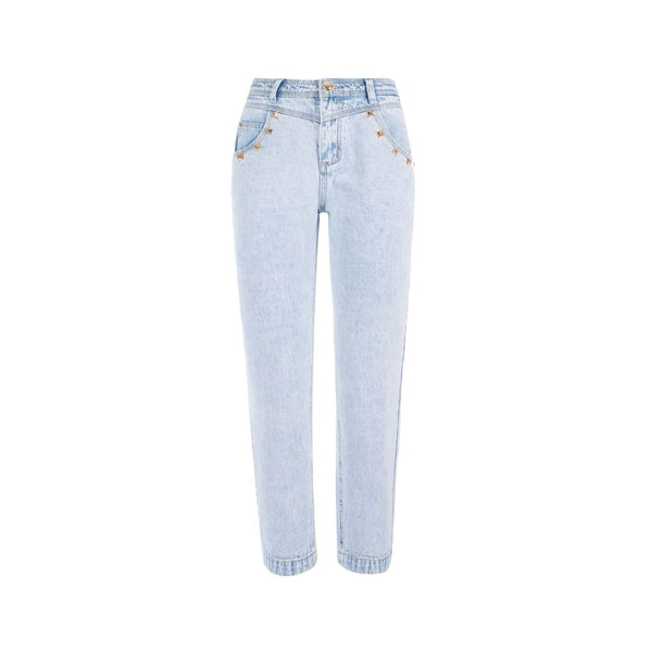 Yes Zee Blue Cotton Women High-Waisted Jean