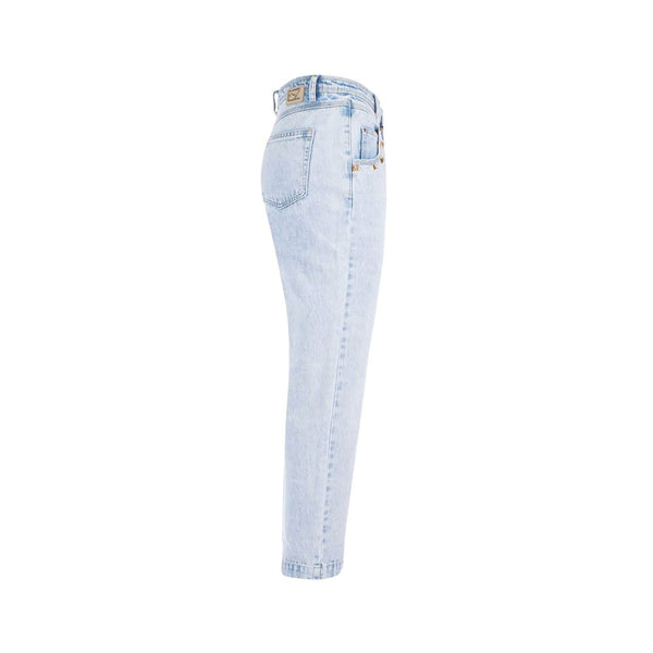 Yes Zee Blue Cotton Women High-Waisted Jean