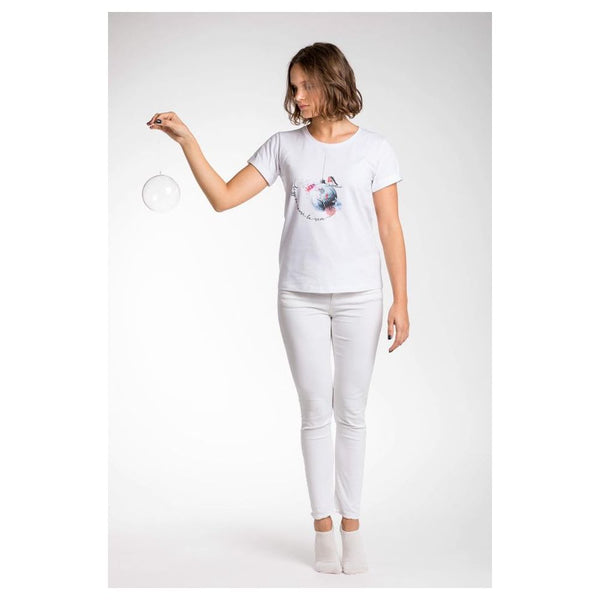 تي شيرت A.Tratti Chic White Stretch Viscose