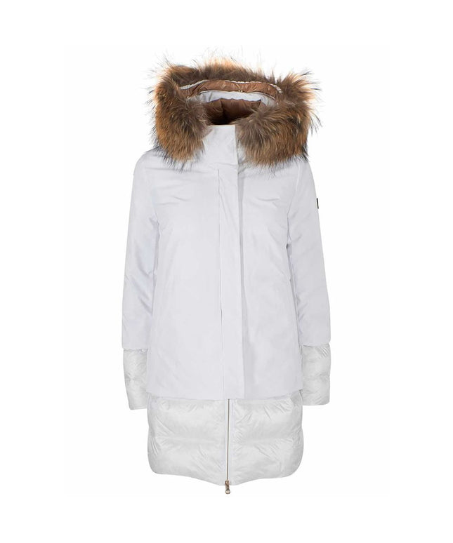 Yes Zee Chic Quilted Nylon Down Jacket with Fur Hood