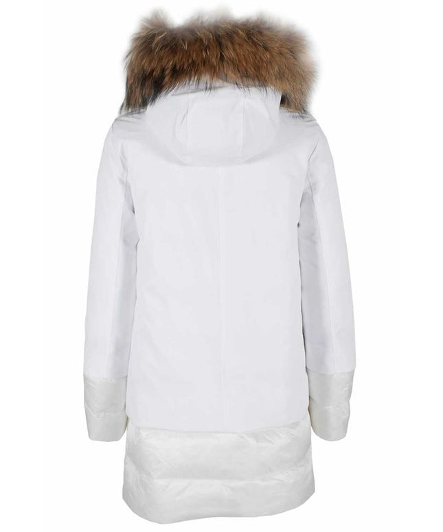 Yes Zee Chic Quilted Nylon Down Jacket with Fur Hood