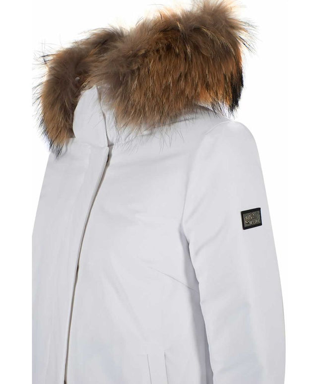 Yes Zee Chic Quilted Nylon Down Jacket with Fur Hood