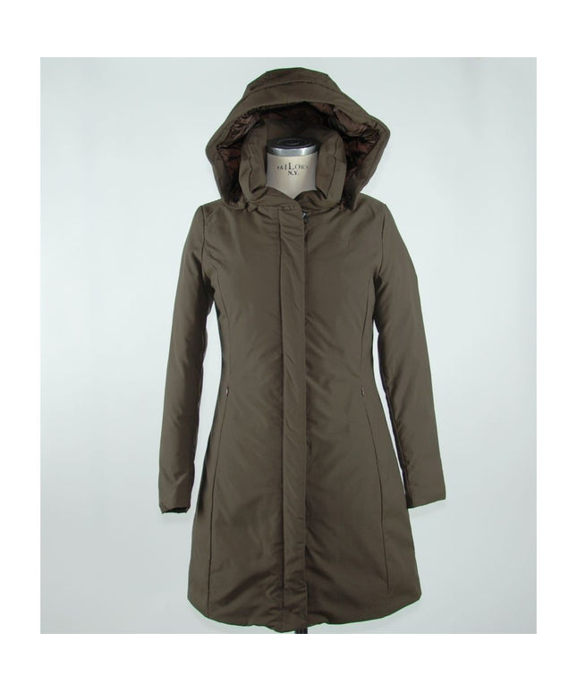Emilio Romanelli Elegant Brown Polygon Jacket with Hood