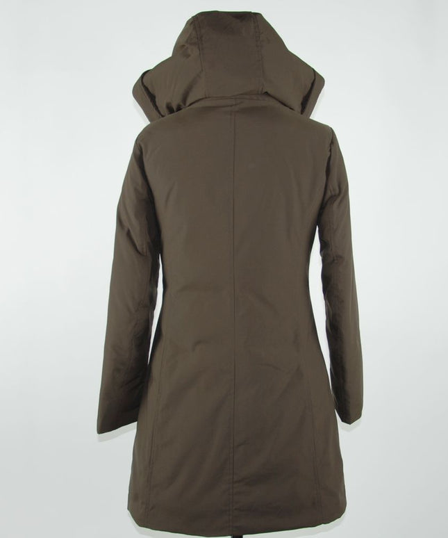 Emilio Romanelli Elegant Brown Polygon Jacket with Hood