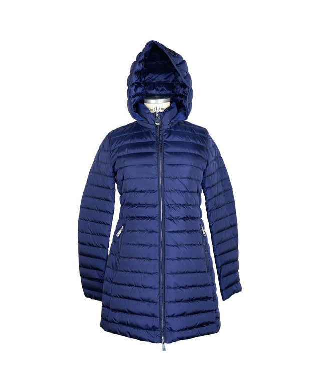 Add Elegant Blue Down Puffer Jacket with Hood