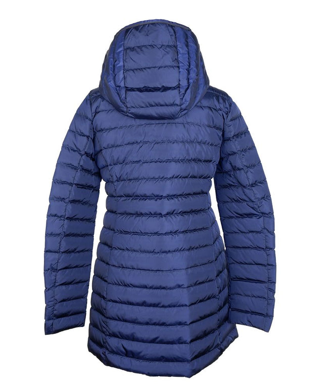 Add Elegant Blue Down Puffer Jacket with Hood
