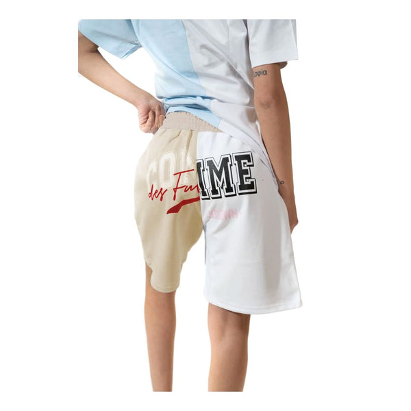 شورت Comme Des Fuckdown Chic ذو الشعار ثنائي اللون