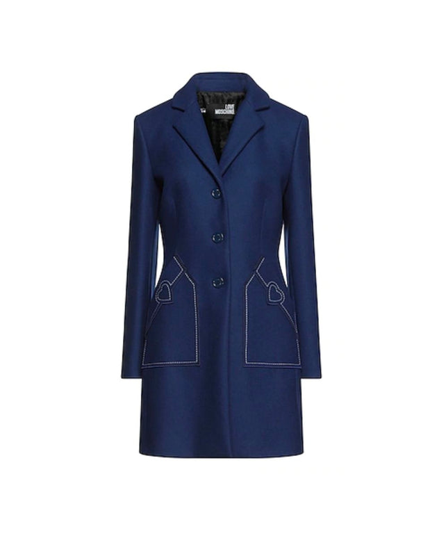 Love Moschino Blue Wool Women Coat
