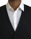Dolce & Gabbana Black Wool Formal Dress Waistcoat Vest