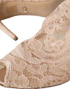 Dolce & Gabbana Beige Stretch Taormina Lace Boots Shoes