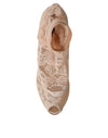 Dolce & Gabbana Beige Stretch Taormina Lace Boots Shoes