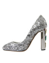Dolce & Gabbana Silver Sequin Embellished Heels Pumps Shoes