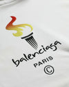 سويت شيرت بغطاء رأس وشعار من Balenciaga مصنوع من القطن الأبيض