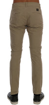 Daniele Alessandrini Beige Cotton Stretch Slim Fit Chinos