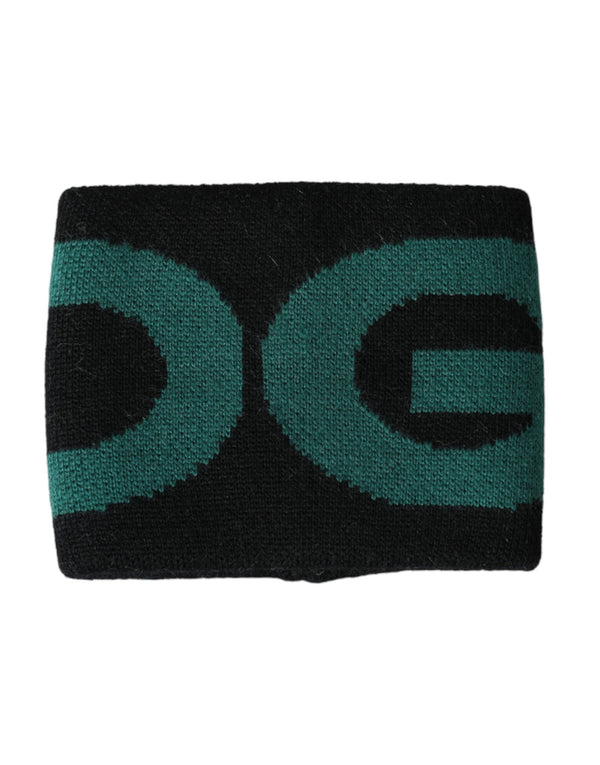 سوار دولتشي آند غابانا من الصوف الأسود والأخضر بشعار #DGMILLENNIALS
