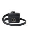 Dolce & Gabbana Black DG Logo Leather Silver Metal Airpods Case