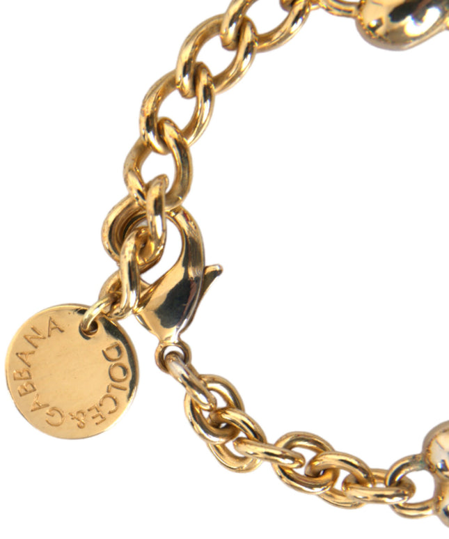 Dolce & Gabbana Gold Tone Brass Chain MY DOG Heart Bracelet