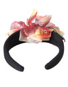 Dolce & Gabbana Rose Pink Silk Floral Black Tiara Women Hairband Diadem