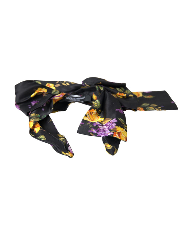 Dolce & Gabbana Black Floral Applique Silk Women Headband Diadem