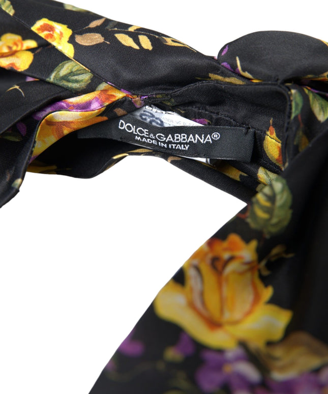 Dolce & Gabbana Black Floral Applique Silk Women Headband Diadem