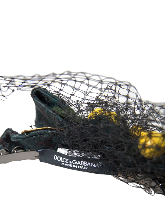Dolce & Gabbana Black Lemons Sicily Purple Crystal Net Headband Diadem