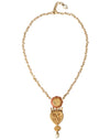 Dolce & Gabbana Gold BrassChain Sacred Heart Rose Crystal Charm Necklace