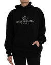 سويت شيرت بغطاء رأس وشعار من Balenciaga باللون الأسود من القطن
