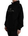 سويت شيرت بغطاء رأس وشعار من Balenciaga باللون الأسود من القطن