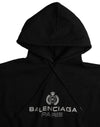 سويت شيرت بغطاء رأس وشعار من Balenciaga باللون الأسود من القطن
