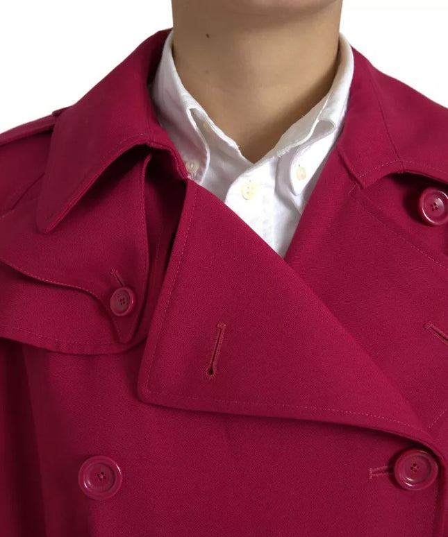 Dolce & Gabbana Dark Pink Double Breasted Trench Coat Jacket