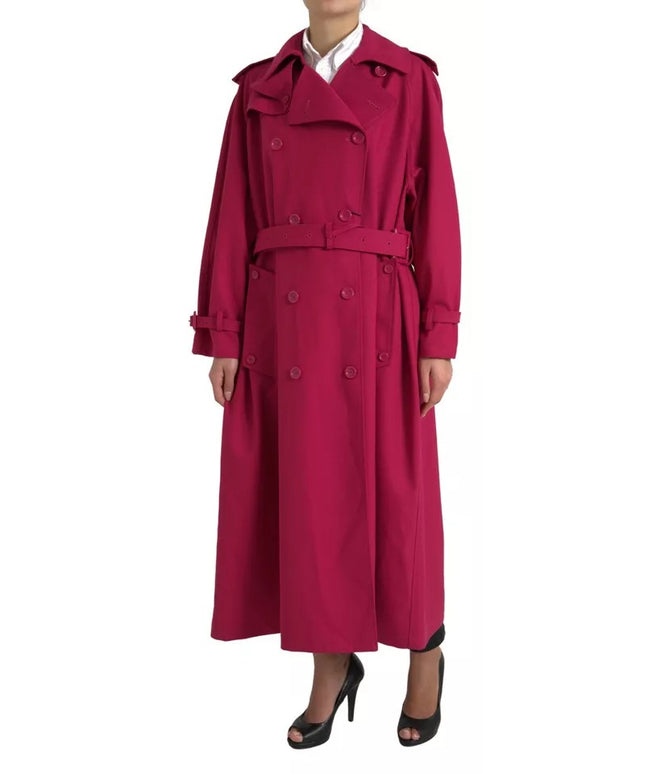 Dolce & Gabbana Dark Pink Double Breasted Trench Coat Jacket