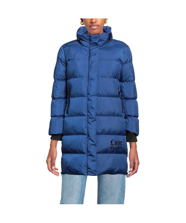 Love Moschino Chic Long Down Jacket with Logo Detail