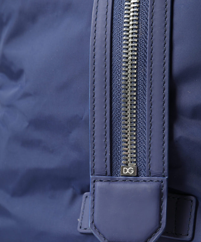 Dolce & Gabbana Blue Nylon Calfskin Hand Shoulder Duffel Bag