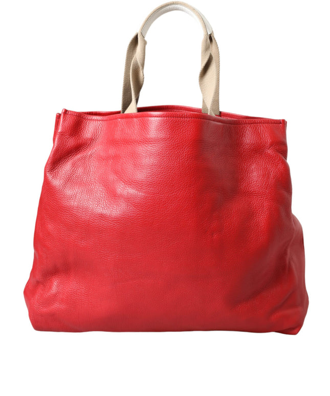 Dolce & Gabbana Red Leather #DGFamily Patch Shopping Tote Bag