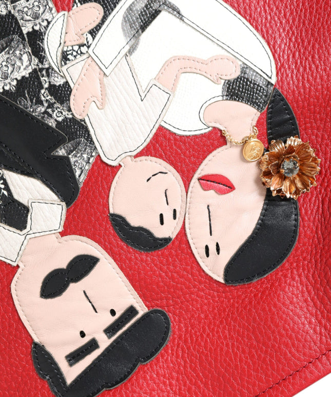 Dolce & Gabbana Red Leather #DGFamily Patch Shopping Tote Bag
